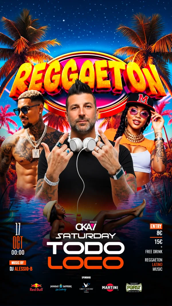 Locandina «Todo Loco», serata reggaeton della Disco Okay.